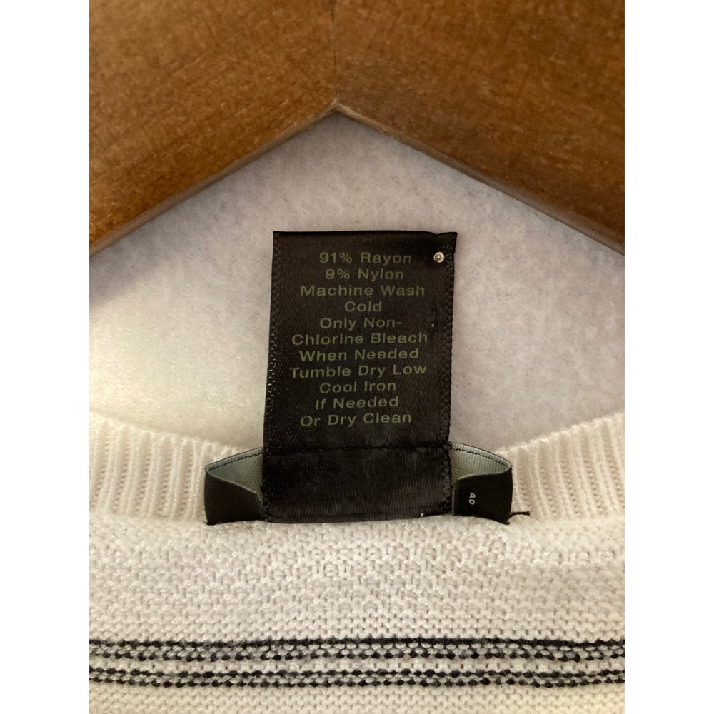 Classic Chic Ann Taylor Factory Women S White Black Striped Bell Sleeve Knit Top - Picture 8 of 9